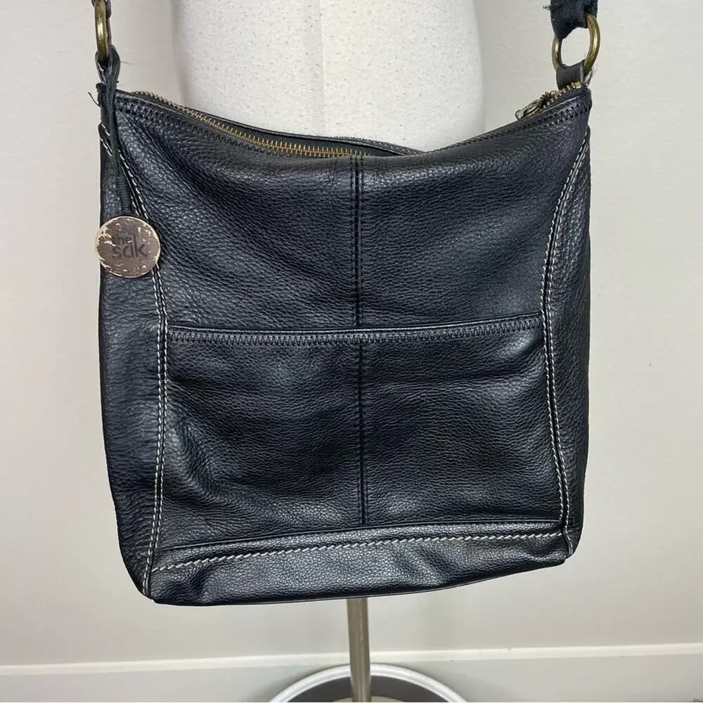 The Sak Black Leather Crossbody Bag OS